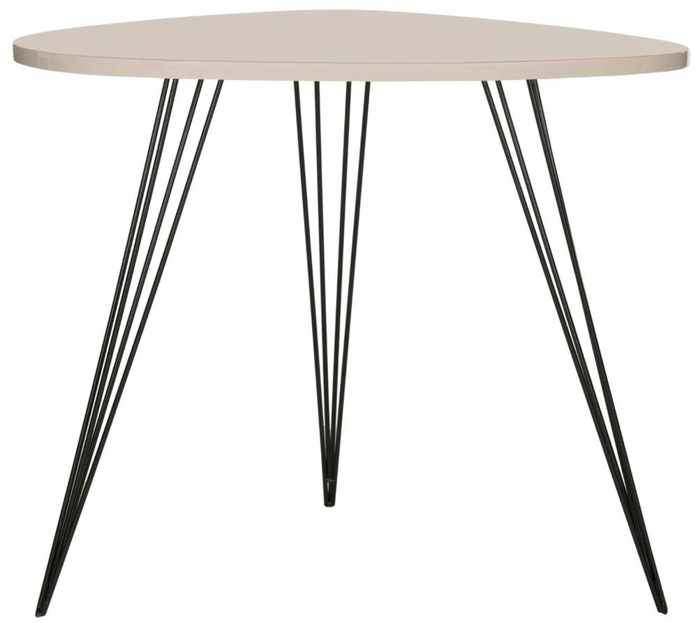 Safavieh Wynton Retro Mid-Century End Table - Stylish Taupe Lacquer With Black Hairpin Legs, Versatile Accent Piece FOX4214C