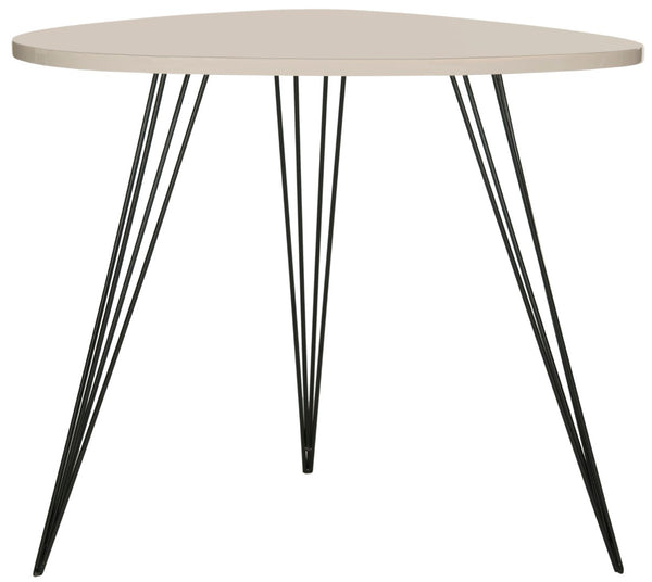 Safavieh Wynton Retro Mid-Century End Table - Stylish Taupe Lacquer With Black Hairpin Legs, Versatile Accent Piece FOX4214C