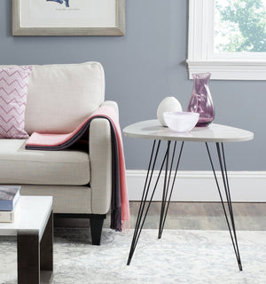 Safavieh Wynton Retro Mid-Century End Table - Stylish Taupe Lacquer With Black Hairpin Legs, Versatile Accent Piece FOX4214C