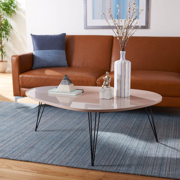 Safavieh Wynton Mid-Century Modern Lacquer Coffee Table - Sculptural Elegance For Stylish Living Spaces Taupe/Black FOX4215C