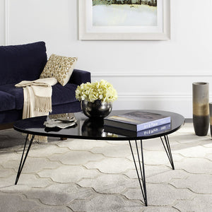 Safavieh Wynton Mid-Century Modern Lacquer Coffee Table - Sculptural Elegance For Stylish Living Spaces Black/Black FOX4215D