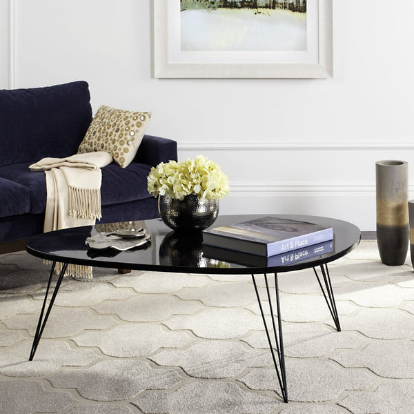 Safavieh Wynton Mid-Century Modern Lacquer Coffee Table - Sculptural Elegance For Stylish Living Spaces Black/Black FOX4215D