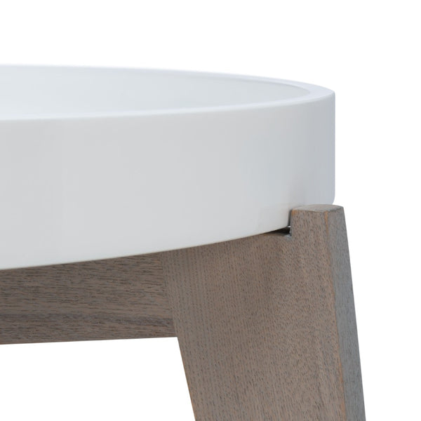 Safavieh Echo Versatile Mid-Century Lacquer End Table With Removable Tray For Modern Living Spaces And Decor White/Grey FOX4218A