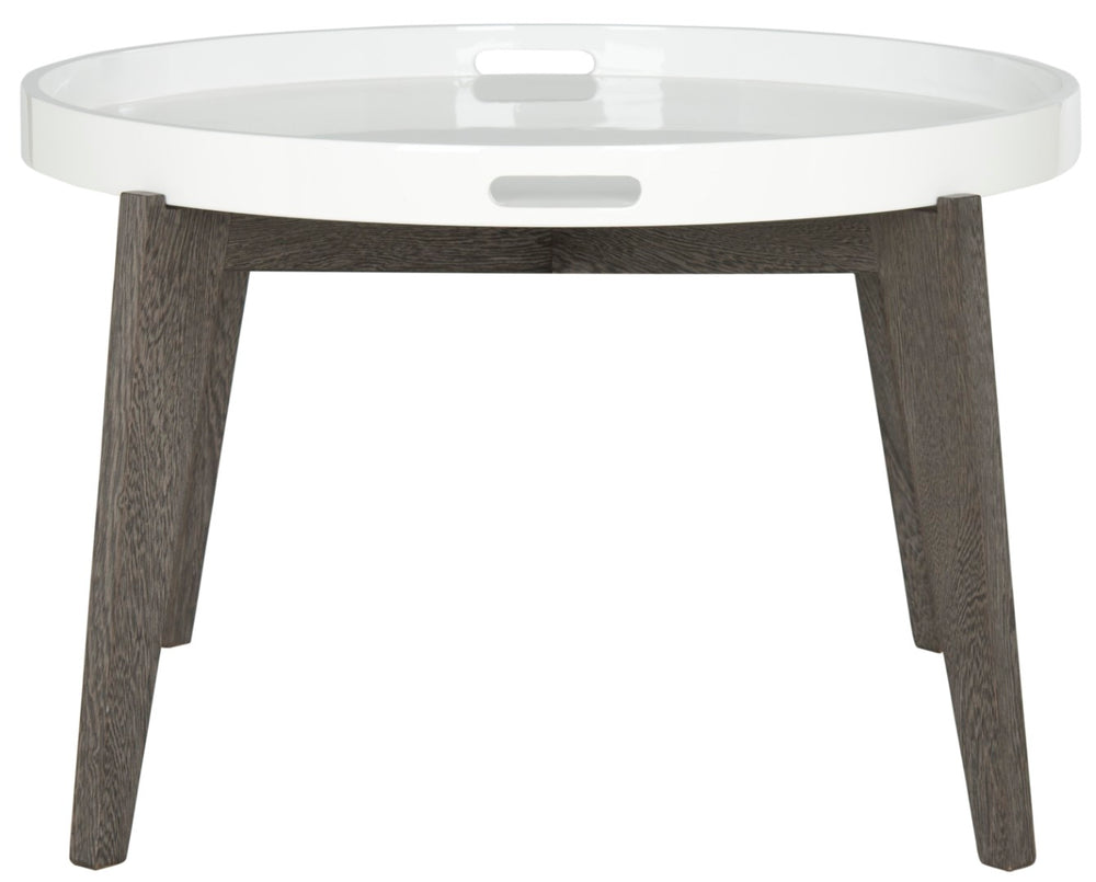 Safavieh Echo Versatile Mid-Century Lacquer End Table With Removable Tray For Modern Living Spaces And Decor White/Dark Brown FOX4218B