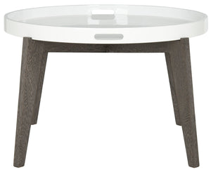 Safavieh Echo Versatile Mid-Century Lacquer End Table With Removable Tray For Modern Living Spaces And Decor White/Dark Brown FOX4218B