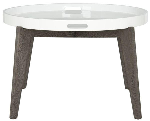 Safavieh Echo Versatile Mid-Century Lacquer End Table With Removable Tray For Modern Living Spaces And Decor White/Dark Brown FOX4218B