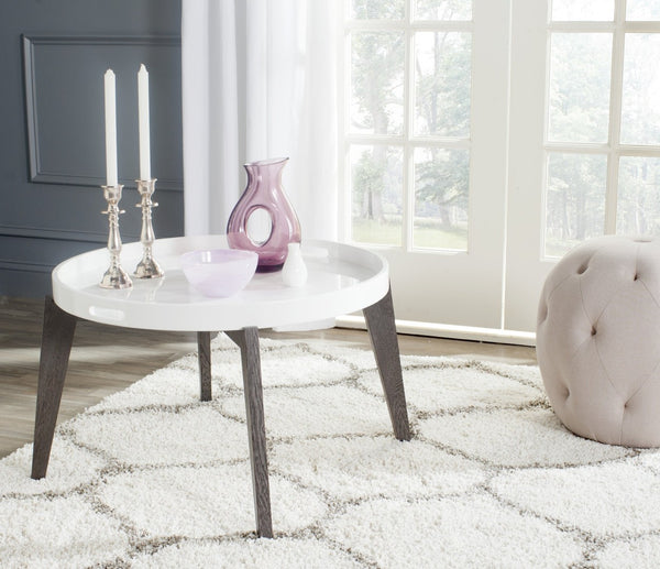 Safavieh Echo Versatile Mid-Century Lacquer End Table With Removable Tray For Modern Living Spaces And Decor White/Dark Brown FOX4218B