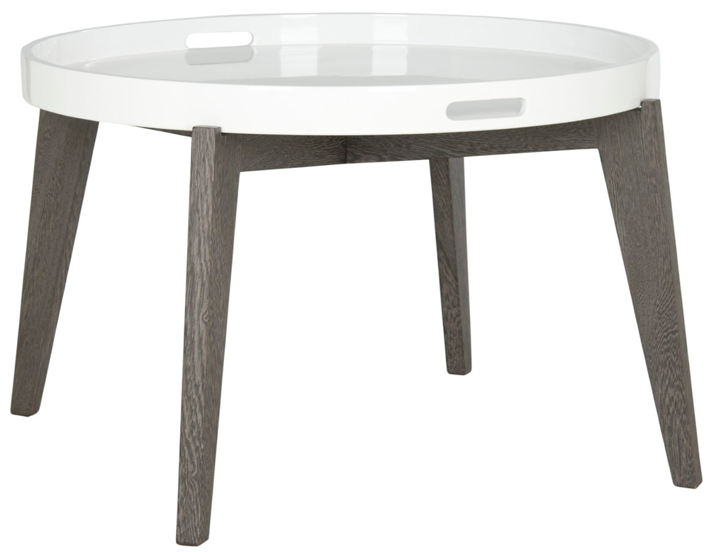 Safavieh Echo Versatile Mid-Century Lacquer End Table With Removable Tray For Modern Living Spaces And Decor White/Dark Brown FOX4218B