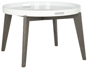 Safavieh Echo Versatile Mid-Century Lacquer End Table With Removable Tray For Modern Living Spaces And Decor White/Dark Brown FOX4218B