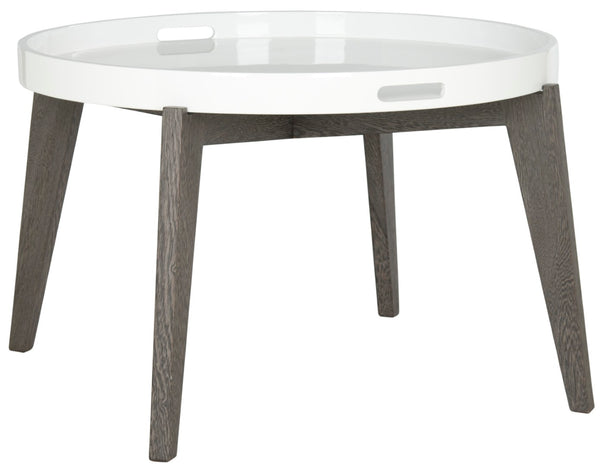 Safavieh Echo Versatile Mid-Century Lacquer End Table With Removable Tray For Modern Living Spaces And Decor White/Dark Brown FOX4218B