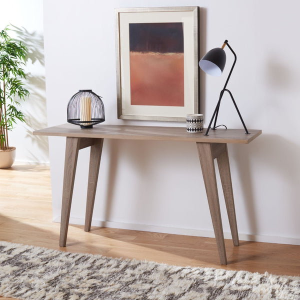 Safavieh Manny Mid-Century Modern Wood Console Table – Natural Oak Finish For Stylish Entryway & Living Room FOX4220A