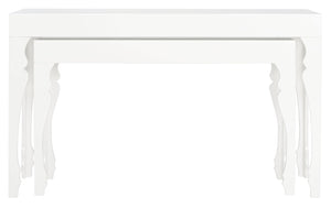 Safavieh Beth Elegant High-Gloss White Lacquer Stacking Console With Curlicue Legs For Timeless Style FOX4221A