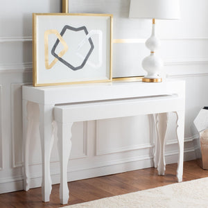 Safavieh Beth Elegant High-Gloss White Lacquer Stacking Console With Curlicue Legs For Timeless Style FOX4221A