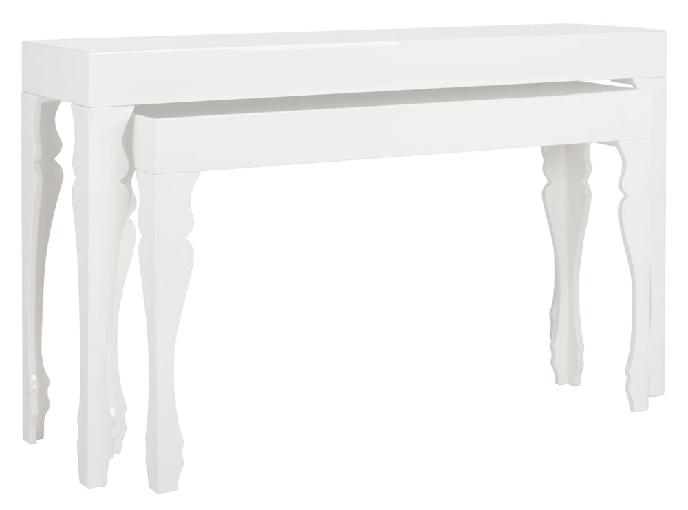 Safavieh Beth Elegant High-Gloss White Lacquer Stacking Console With Curlicue Legs For Timeless Style FOX4221A