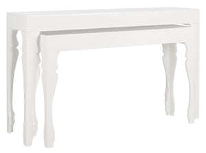 Safavieh Beth Elegant High-Gloss White Lacquer Stacking Console With Curlicue Legs For Timeless Style FOX4221A