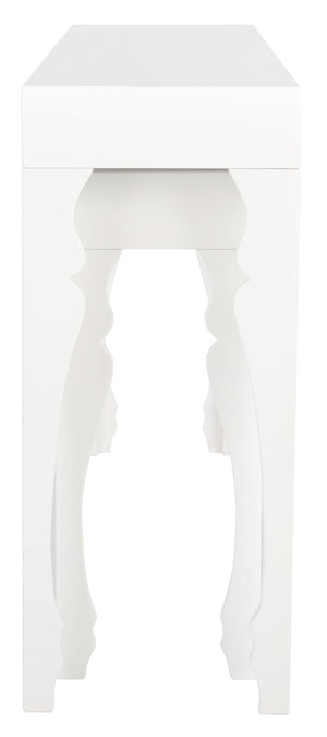 Safavieh Beth Elegant High-Gloss White Lacquer Stacking Console With Curlicue Legs For Timeless Style FOX4221A