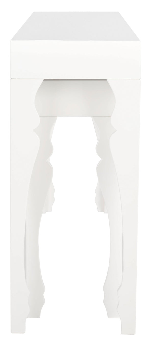 Safavieh Beth Elegant High-Gloss White Lacquer Stacking Console With Curlicue Legs For Timeless Style FOX4221A