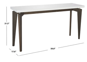 Safavieh Josef Retro Console Table - Modern Floating Lacquer Top With Stylish Wood-Grain Legs For Any Space White/Dark Brown FOX4222A