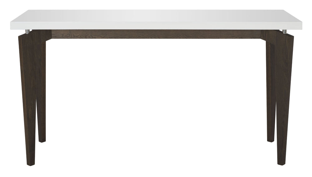 Safavieh Josef Retro Console Table - Modern Floating Lacquer Top With Stylish Wood-Grain Legs For Any Space White/Dark Brown FOX4222A