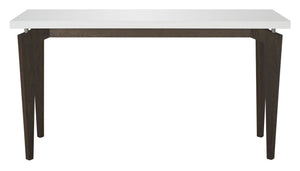 Safavieh Josef Retro Console Table - Modern Floating Lacquer Top With Stylish Wood-Grain Legs For Any Space White/Dark Brown FOX4222A