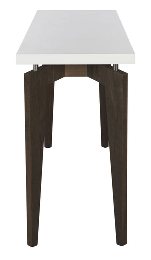 Safavieh Josef Retro Console Table - Modern Floating Lacquer Top With Stylish Wood-Grain Legs For Any Space White/Dark Brown FOX4222A