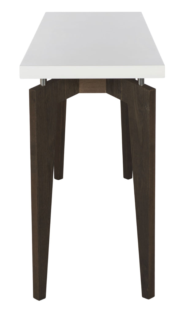 Safavieh Josef Retro Console Table - Modern Floating Lacquer Top With Stylish Wood-Grain Legs For Any Space White/Dark Brown FOX4222A