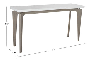 Safavieh Josef Retro Console Table - Modern Floating Lacquer Top With Stylish Wood-Grain Legs For Any Space White/Grey FOX4222B