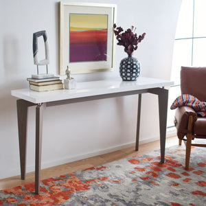 Safavieh Josef Retro Console Table - Modern Floating Lacquer Top With Stylish Wood-Grain Legs For Any Space White/Grey FOX4222B