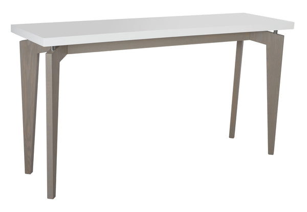 Safavieh Josef Retro Console Table - Modern Floating Lacquer Top With Stylish Wood-Grain Legs For Any Space White/Grey FOX4222B