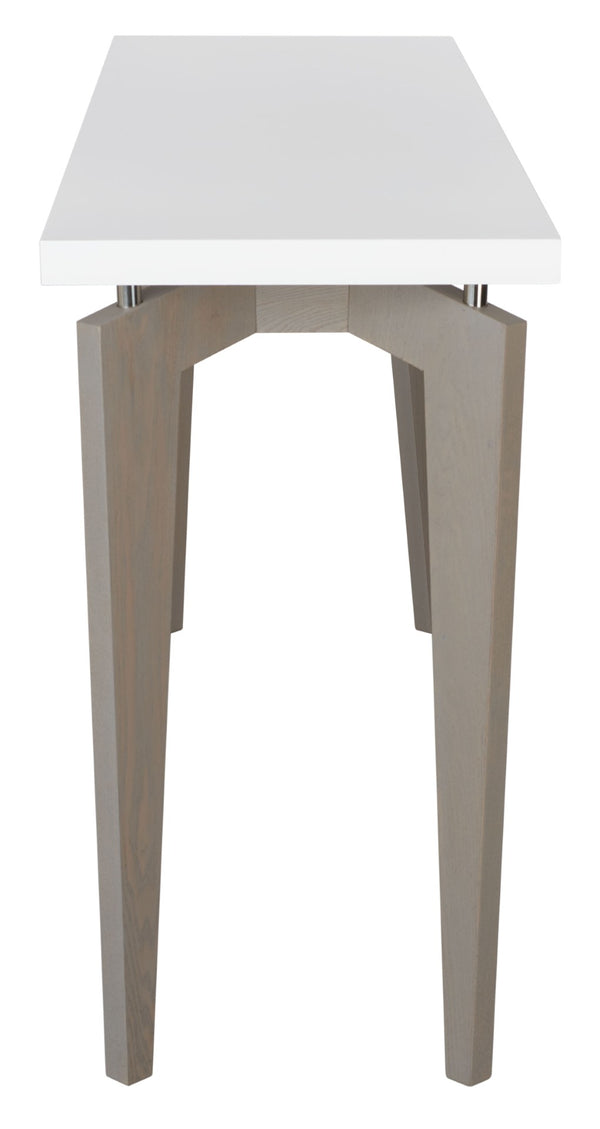 Safavieh Josef Retro Console Table - Modern Floating Lacquer Top With Stylish Wood-Grain Legs For Any Space White/Grey FOX4222B