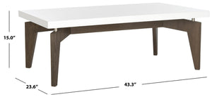 Safavieh Josef Retro Lacquer Coffee Table - Sleek Mid-Century Modern Design With Floating Top For Living Spaces White/Dark Brown FOX4223A