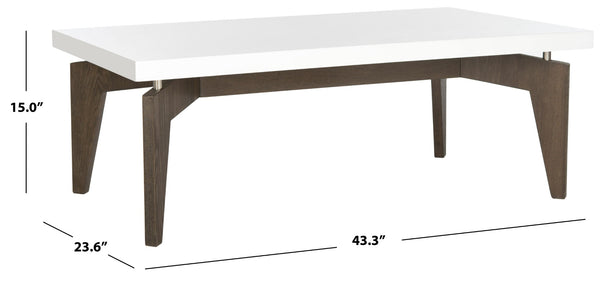 Safavieh Josef Retro Lacquer Coffee Table - Sleek Mid-Century Modern Design With Floating Top For Living Spaces White/Dark Brown FOX4223A
