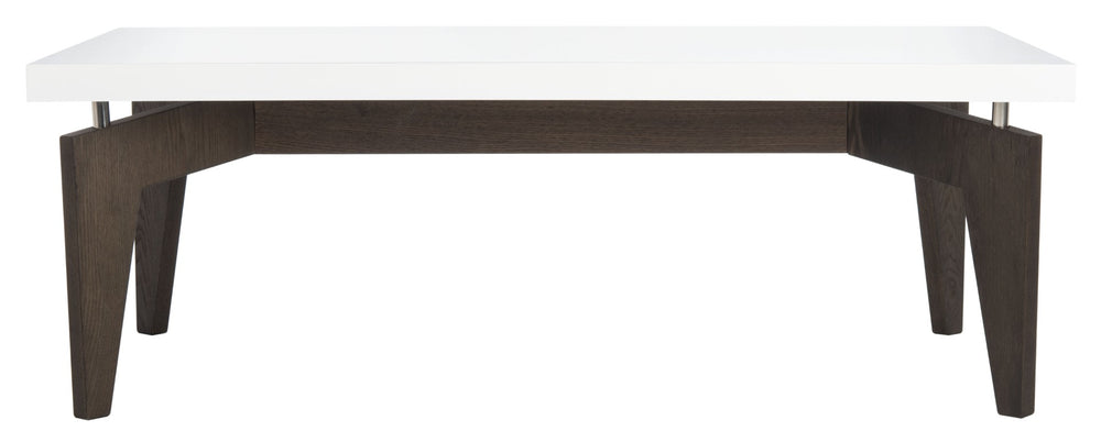Safavieh Josef Retro Lacquer Coffee Table - Sleek Mid-Century Modern Design With Floating Top For Living Spaces White/Dark Brown FOX4223A