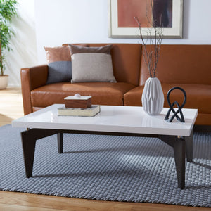 Safavieh Josef Retro Lacquer Coffee Table - Sleek Mid-Century Modern Design With Floating Top For Living Spaces White/Dark Brown FOX4223A