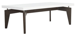 Safavieh Josef Retro Lacquer Coffee Table - Sleek Mid-Century Modern Design With Floating Top For Living Spaces White/Dark Brown FOX4223A