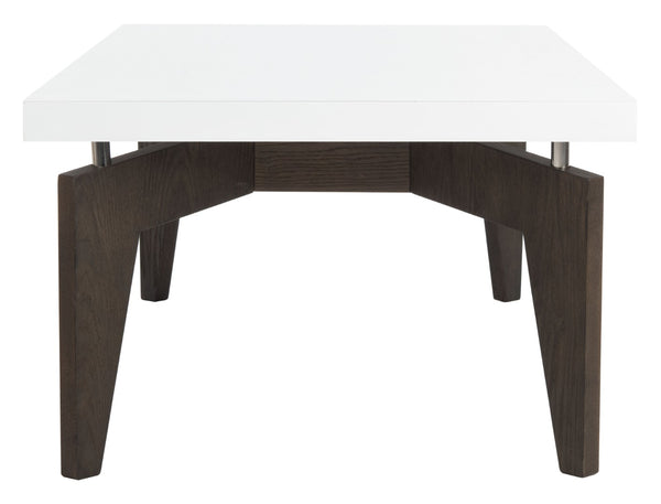 Safavieh Josef Retro Lacquer Coffee Table - Sleek Mid-Century Modern Design With Floating Top For Living Spaces White/Dark Brown FOX4223A