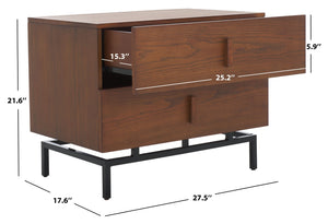 Safavieh Herschel Mid-Century Two-Drawer Cabinet - Stylish Scandinavian Design For Modern Living Spaces Dark Brown/Black FOX4225A