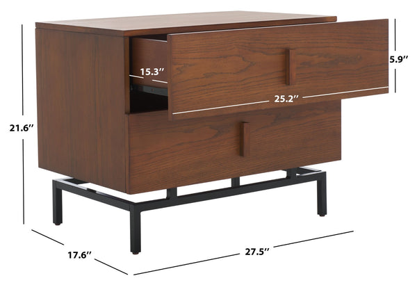 Safavieh Herschel Mid-Century Two-Drawer Cabinet - Stylish Scandinavian Design For Modern Living Spaces Dark Brown/Black FOX4225A
