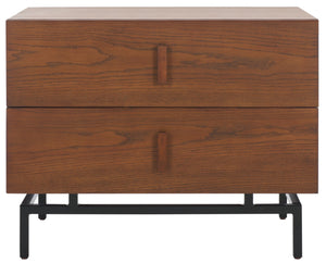 Safavieh Herschel Mid-Century Two-Drawer Cabinet - Stylish Scandinavian Design For Modern Living Spaces Dark Brown/Black FOX4225A