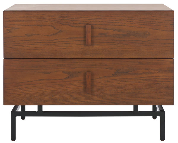 Safavieh Herschel Mid-Century Two-Drawer Cabinet - Stylish Scandinavian Design For Modern Living Spaces Dark Brown/Black FOX4225A