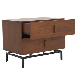 Safavieh Herschel Mid-Century Two-Drawer Cabinet - Stylish Scandinavian Design For Modern Living Spaces Dark Brown/Black FOX4225A