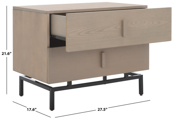 Safavieh Herschel Mid-Century Two-Drawer Cabinet - Stylish Scandinavian Design For Modern Living Spaces Grey/Black FOX4225B
