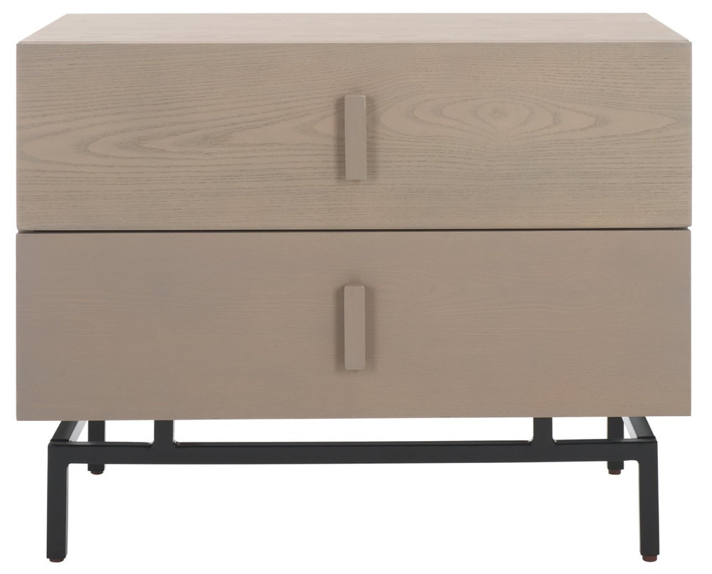 Safavieh Herschel Mid-Century Two-Drawer Cabinet - Stylish Scandinavian Design For Modern Living Spaces Grey/Black FOX4225B