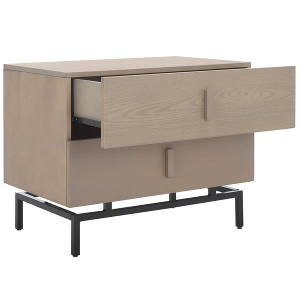 Safavieh Herschel Mid-Century Two-Drawer Cabinet - Stylish Scandinavian Design For Modern Living Spaces Grey/Black FOX4225B