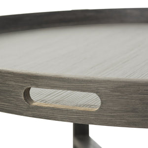Safavieh Cursten Elegant Mid-Century Round Coffee Table With X-Style Base - Dark Grey Finish For Modern Spaces FOX4231A