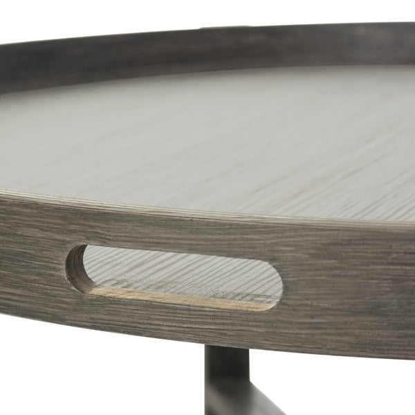 Safavieh Cursten Elegant Mid-Century Round Coffee Table With X-Style Base - Dark Grey Finish For Modern Spaces FOX4231A
