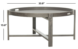Safavieh Cursten Elegant Mid-Century Round Coffee Table With X-Style Base - Dark Grey Finish For Modern Spaces FOX4231A