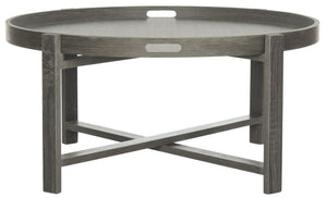 Safavieh Cursten Elegant Mid-Century Round Coffee Table With X-Style Base - Dark Grey Finish For Modern Spaces FOX4231A