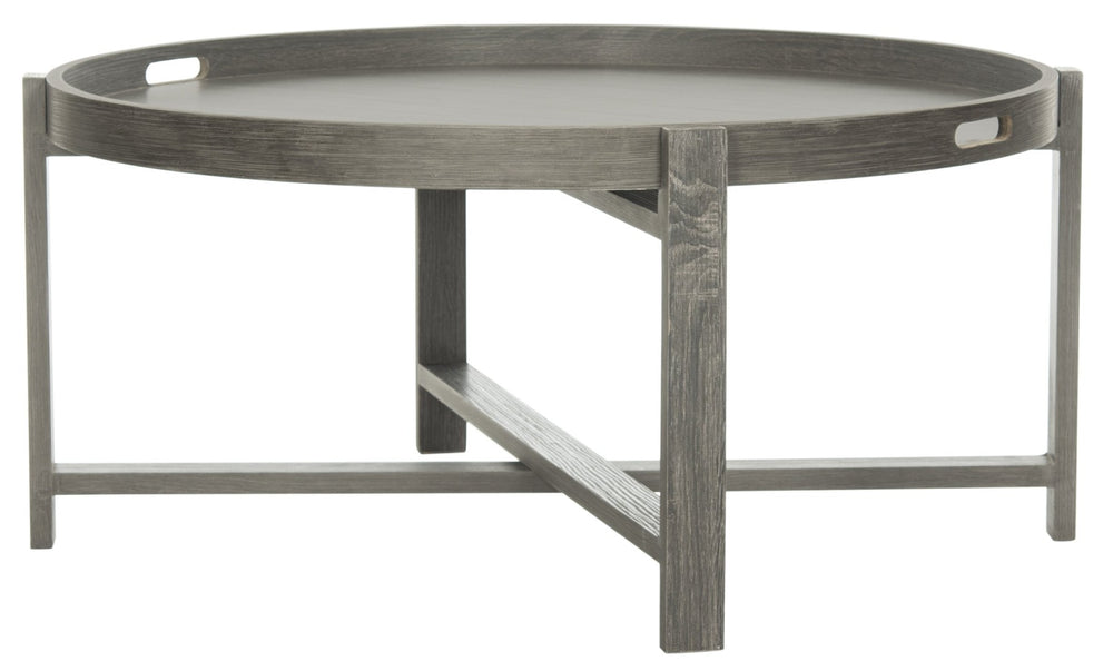 Safavieh Cursten Elegant Mid-Century Round Coffee Table With X-Style Base - Dark Grey Finish For Modern Spaces FOX4231A