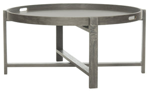 Safavieh Cursten Elegant Mid-Century Round Coffee Table With X-Style Base - Dark Grey Finish For Modern Spaces FOX4231A